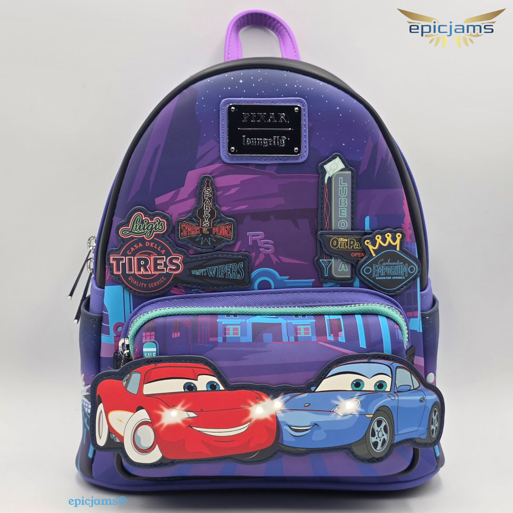Loungefly Disney Pixar Cars Lightning McQueen & Sally Light-Up Mini Backpack